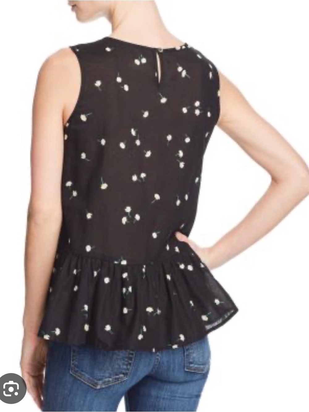 Velvet by Graham & Spencer Black Daisy-Print Sleeveless Peplum Dress